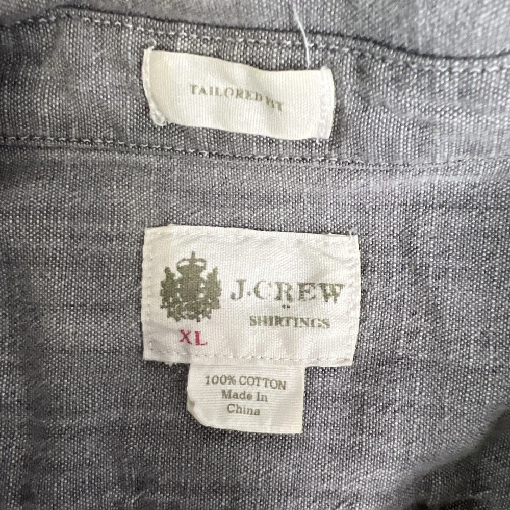 J.Crew Tailored Fit Men's Size XL Solid Gray Cotton Long Sleeve Casual Shirt‎